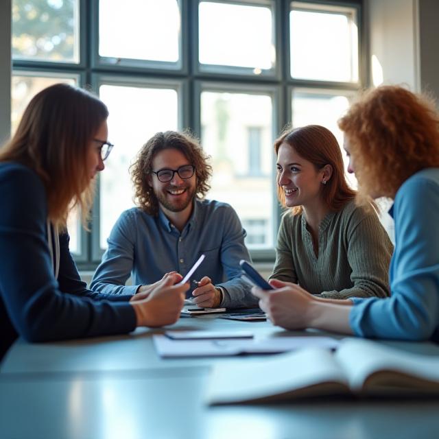 Il team di Narratech collabora in un ufficio moderno a Roma